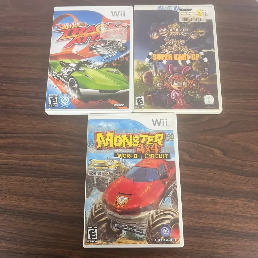 Wii Lot of 3 Video Games Hot Wheels Track Attack Monster 4x4 Myth Makers CIB